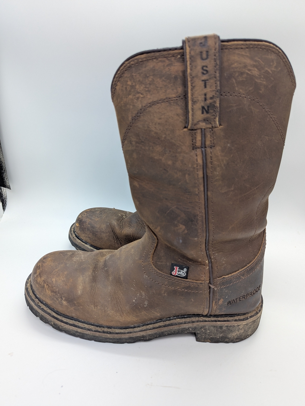 Justin Boots Mens Size 6D Brown Leather Insulated Waterproof Work Boots Rugged